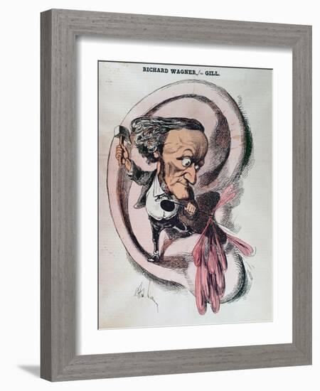 Richard Wagner Splitting the Ear Drum of the World, Illustration in 'L'Eclipse'-Andre Gill-Framed Giclee Print