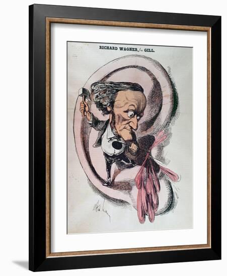 Richard Wagner Splitting the Ear Drum of the World, Illustration in 'L'Eclipse'-Andre Gill-Framed Giclee Print