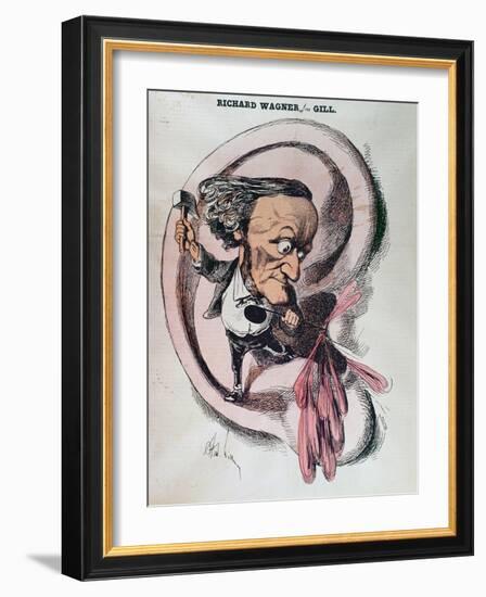 Richard Wagner Splitting the Ear Drum of the World, Illustration in 'L'Eclipse'-Andre Gill-Framed Giclee Print