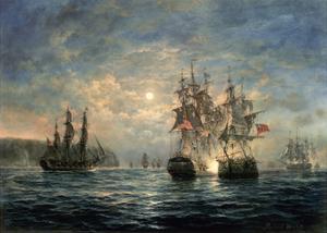 Engagement Between the "Bonhomme Richard" and the "Serapis" Off Flamborough Head, 1779 by Richard Willis