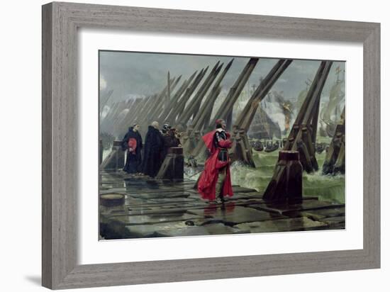 Richelieu (1585-1642) on the Sea Wall at La Rochelle, 1881-Henri-Paul Motte-Framed Giclee Print