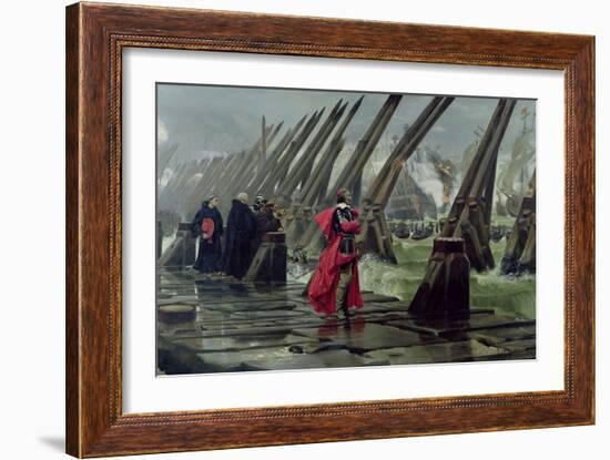 Richelieu (1585-1642) on the Sea Wall at La Rochelle, 1881-Henri-Paul Motte-Framed Giclee Print