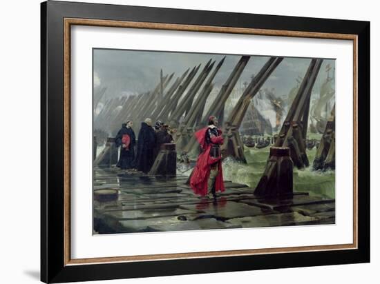 Richelieu (1585-1642) on the Sea Wall at La Rochelle, 1881-Henri-Paul Motte-Framed Giclee Print