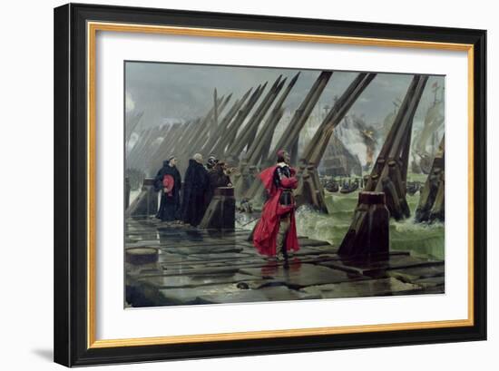 Richelieu (1585-1642) on the Sea Wall at La Rochelle, 1881-Henri-Paul Motte-Framed Giclee Print