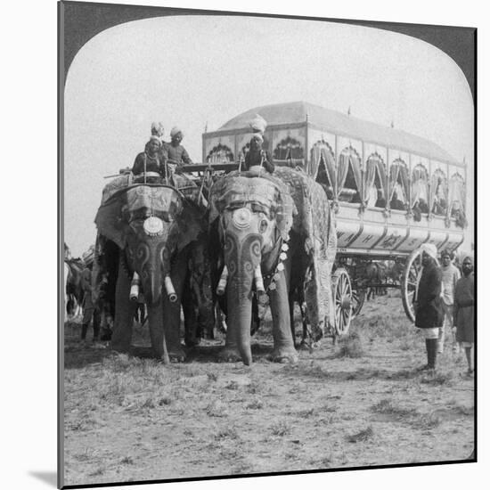 Richly Adorned Elephants and Carriage of the Maharaja of Rewa at the Delhi Durbar, India, 1903-Underwood & Underwood-Mounted Giclee Print