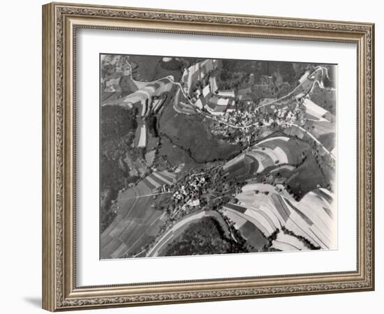 Richly Patterned Fields Surrounding the Houses in the Neckar River Valley near Heidelberg-Margaret Bourke-White-Framed Photographic Print