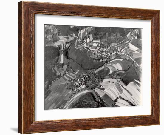 Richly Patterned Fields Surrounding the Houses in the Neckar River Valley near Heidelberg-Margaret Bourke-White-Framed Photographic Print