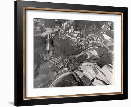 Richly Patterned Fields Surrounding the Houses in the Neckar River Valley near Heidelberg-Margaret Bourke-White-Framed Photographic Print