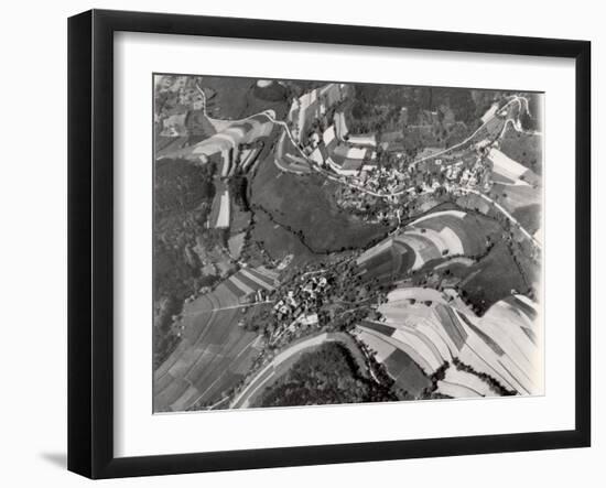 Richly Patterned Fields Surrounding the Houses in the Neckar River Valley near Heidelberg-Margaret Bourke-White-Framed Photographic Print