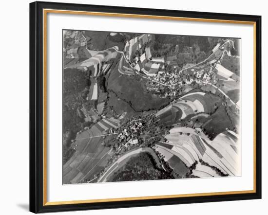 Richly Patterned Fields Surrounding the Houses in the Neckar River Valley near Heidelberg-Margaret Bourke-White-Framed Photographic Print