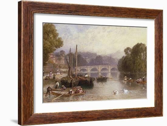 Richmond Bridge, 19th Century-Myles Birket Foster-Framed Giclee Print