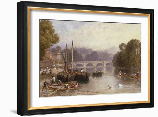 Richmond Bridge, 19th Century-Myles Birket Foster-Framed Giclee Print