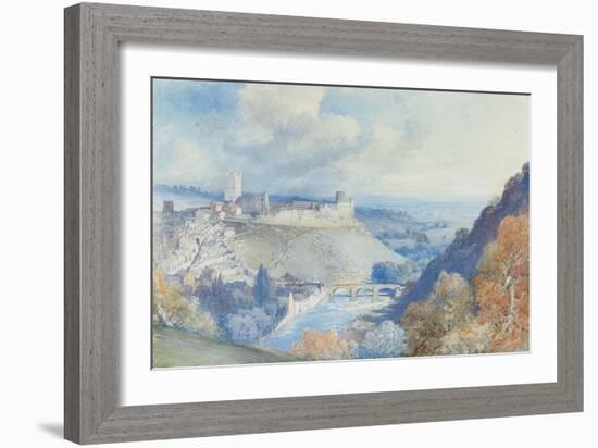 Richmond Castle and Town, Yorkshire (Pencil & W/C on Paper)-William Callow-Framed Giclee Print