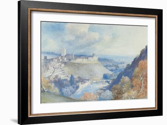 Richmond Castle and Town, Yorkshire (Pencil & W/C on Paper)-William Callow-Framed Giclee Print