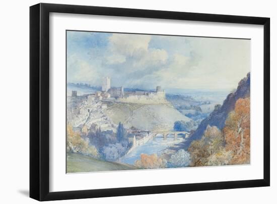 Richmond Castle and Town, Yorkshire (Pencil & W/C on Paper)-William Callow-Framed Giclee Print