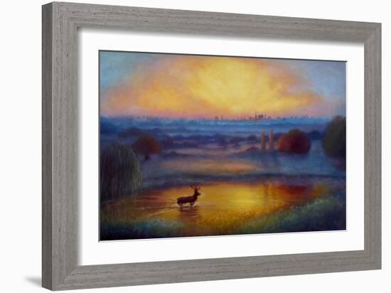 Richmond Park First Light, 2023, (Oil on Canvas) London Landscape-Lee Campbell-Framed Giclee Print