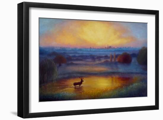 Richmond Park First Light, 2023, (Oil on Canvas) London Landscape-Lee Campbell-Framed Giclee Print