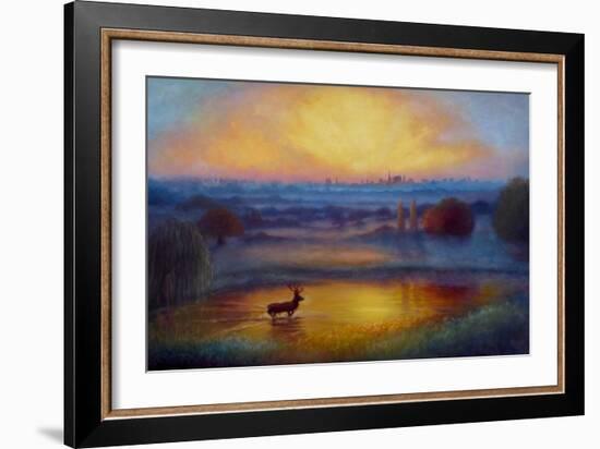 Richmond Park First Light, 2023, (Oil on Canvas) London Landscape-Lee Campbell-Framed Giclee Print