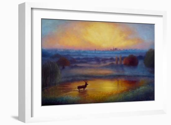 Richmond Park First Light, 2023, (Oil on Canvas) London Landscape-Lee Campbell-Framed Giclee Print