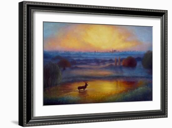 Richmond Park First Light, 2023, (Oil on Canvas) London Landscape-Lee Campbell-Framed Giclee Print