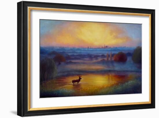 Richmond Park First Light, 2023, (Oil on Canvas) London Landscape-Lee Campbell-Framed Giclee Print