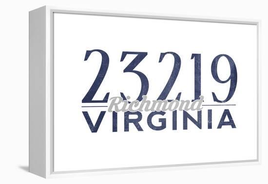 Richmond, Virginia - 23219 Zip Code (Blue)-Lantern Press-Framed Stretched Canvas