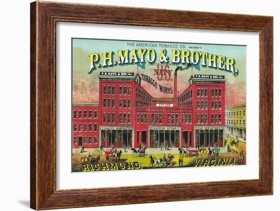 Richmond, Virginia, P.H. Mayo and Brother US Navy Brand Tobacco Label-Lantern Press-Framed Art Print