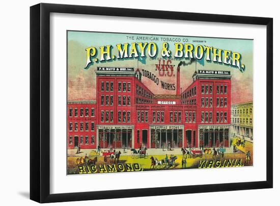 Richmond, Virginia, P.H. Mayo and Brother US Navy Brand Tobacco Label-Lantern Press-Framed Art Print