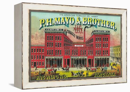Richmond, Virginia, P.H. Mayo and Brother US Navy Brand Tobacco Label-Lantern Press-Framed Stretched Canvas