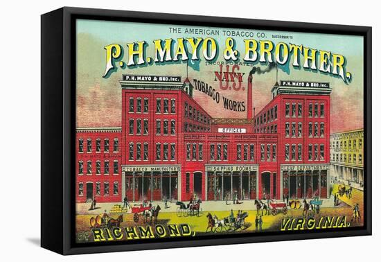 Richmond, Virginia, P.H. Mayo and Brother US Navy Brand Tobacco Label-Lantern Press-Framed Stretched Canvas