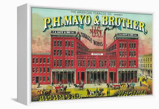 Richmond, Virginia, P.H. Mayo and Brother US Navy Brand Tobacco Label-Lantern Press-Framed Stretched Canvas