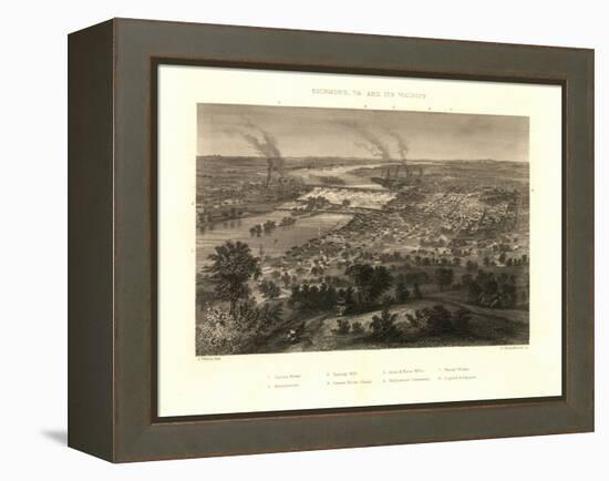 Richmond, Virginia - Panoramic Map-Lantern Press-Framed Stretched Canvas