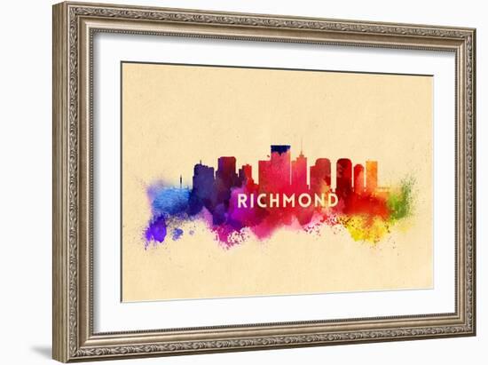 Richmond, Virginia - Skyline Abstract-Lantern Press-Framed Art Print