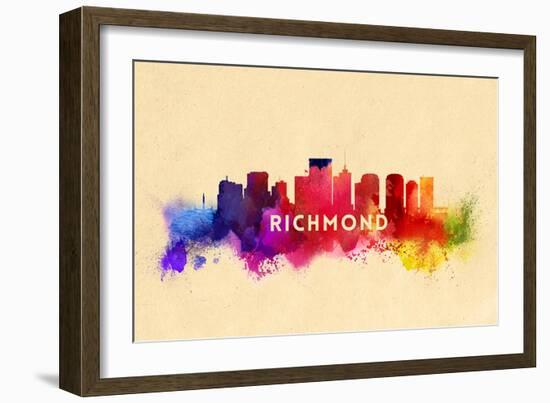 Richmond, Virginia - Skyline Abstract-Lantern Press-Framed Art Print