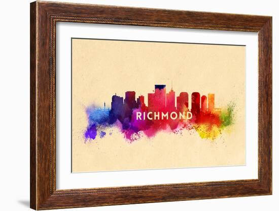Richmond, Virginia - Skyline Abstract-Lantern Press-Framed Art Print