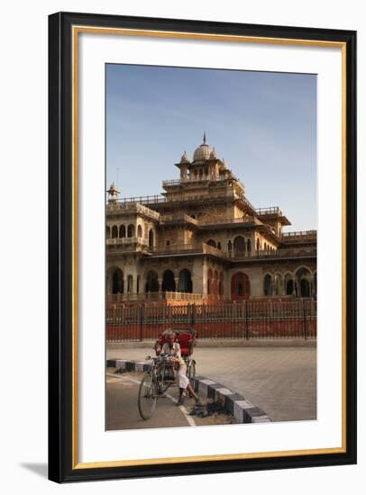 Rickshaw Rider Resting Outside the Ornate Albert Hall Museum in the City of Jaipur, India-Martin Child-Framed Photographic Print