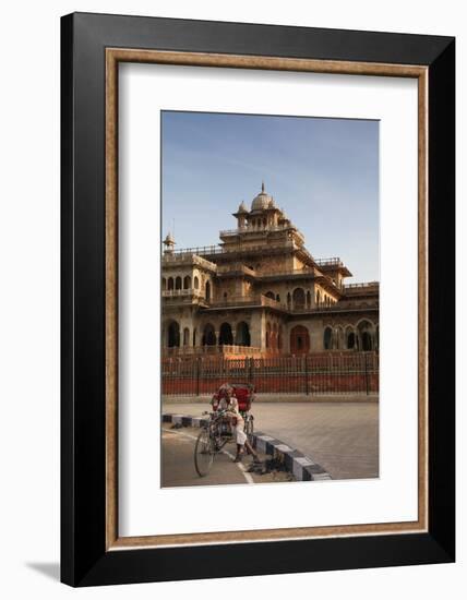 Rickshaw Rider Resting Outside the Ornate Albert Hall Museum in the City of Jaipur, India-Martin Child-Framed Photographic Print