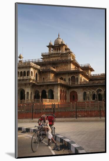 Rickshaw Rider Resting Outside the Ornate Albert Hall Museum in the City of Jaipur, India-Martin Child-Mounted Photographic Print