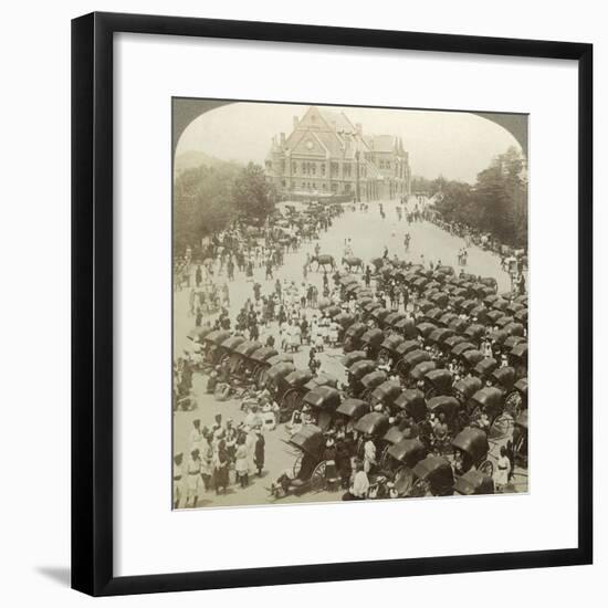 Rickshaws before Christ Church, Simla, India, June 1902-Underwood & Underwood-Framed Photographic Print