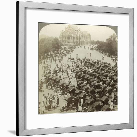 Rickshaws before Christ Church, Simla, India, June 1902-Underwood & Underwood-Framed Photographic Print