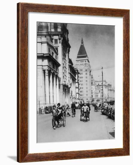 Rickshaws in Shanghai-null-Framed Photographic Print