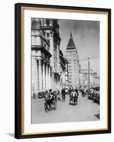 Rickshaws in Shanghai-null-Framed Photographic Print