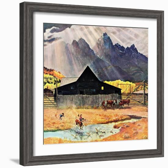 "Ride 'Em Cowboy", September 21, 1957-John Clymer-Framed Giclee Print