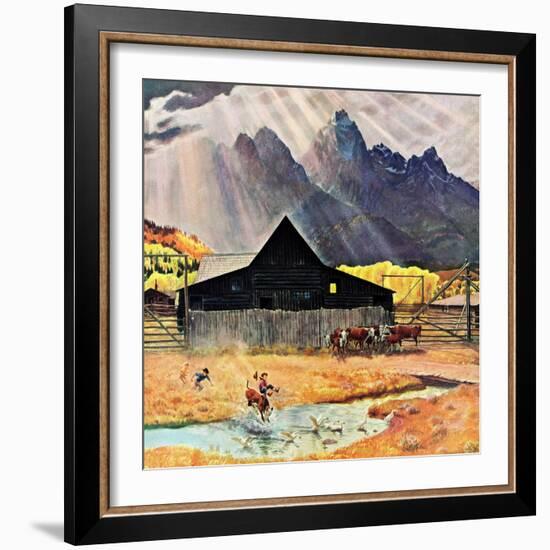 "Ride 'Em Cowboy", September 21, 1957-John Clymer-Framed Giclee Print