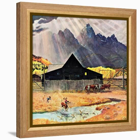 "Ride 'Em Cowboy", September 21, 1957-John Clymer-Framed Premier Image Canvas