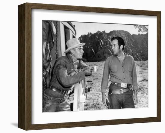 Ride Lonesome, Randolph Scott, Pernell Roberts, 1959-null-Framed Photo