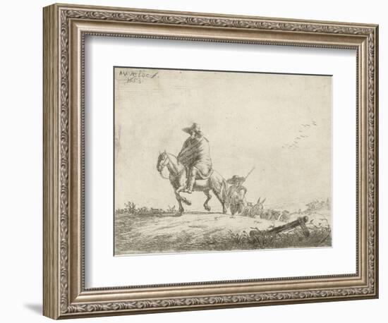 Rider and herdsman with cattle on a dirt road, 1653-Adriaen van de Velde-Framed Giclee Print