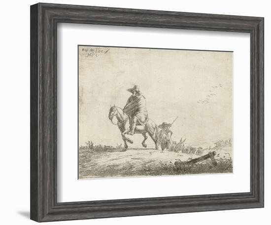 Rider and herdsman with cattle on a dirt road, 1653-Adriaen van de Velde-Framed Giclee Print