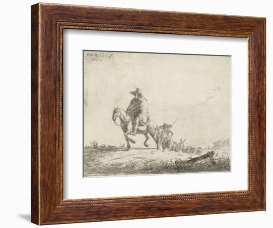 Rider and herdsman with cattle on a dirt road, 1653-Adriaen van de Velde-Framed Giclee Print