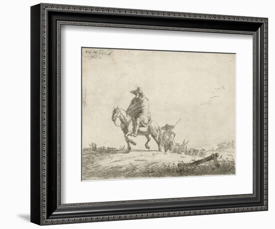Rider and herdsman with cattle on a dirt road, 1653-Adriaen van de Velde-Framed Giclee Print